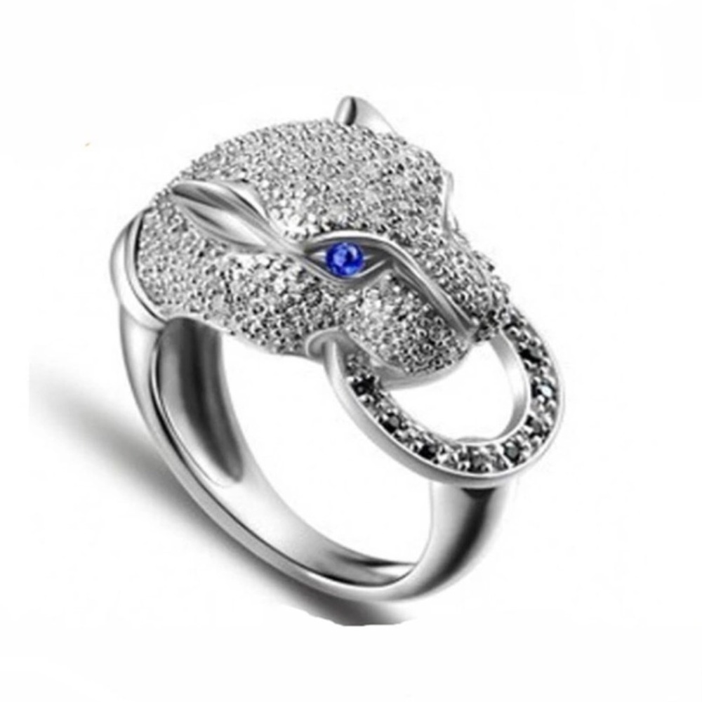 Leopard Crystals CZ Silver Ring New Size 6